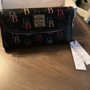 DOONEY & BOURKE~DB75 Multi Monogram Continental Clutch Wallet~BLACK~NWT & BOX!
